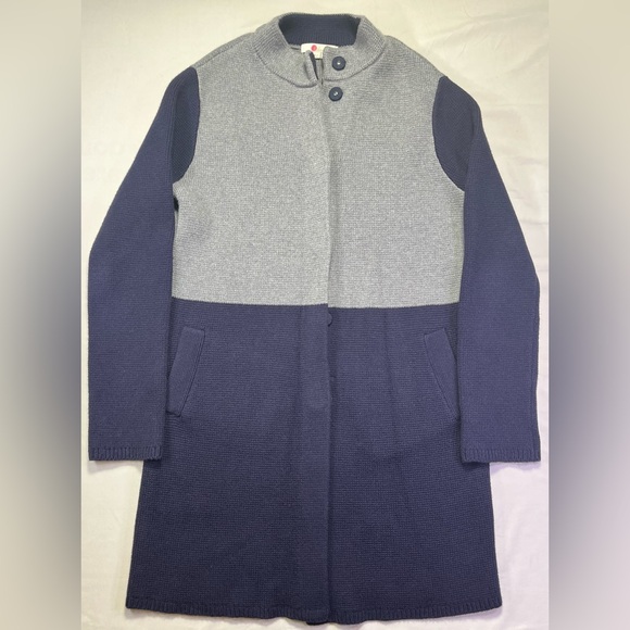 Boden Claudia Color Block Coatigan Cardigan Grey Navy Blue - S - Like New - Picture 3 of 8